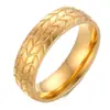 Moda Europeia e Americana Aço Titânio Aço Inoxidável Corrosão Bambu Dourado Não Desbota Anel de Casal 8mm Bambu Dourado Corrosão