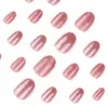 Uñas Postizas Color Rosa Nude Brillante Estilo Cat Eye Usables Uñas Simples Transfronterizas Más Vendidas Arte de Uñas con Brillo Piezas de Uñas Piezas de Uñas Cortas Redondas Productos Terminados