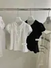 Camisa de Verano Estilo Retro Coreano Dulce de Lunares Adelgazante para la Cintura de un Solo Hombro Cuello Muñeca Manga Corta para Mujer W9853