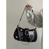 Bolso de Axila de Mezclilla con Estrella Nueva Moda Tendencia Diseño de Nicho Bolso de Media Luna Bolso de Mano de Lona Bolso con Cadena