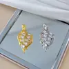 [Cobre e Ouro Real] Folhas Caindo Balançam Suavemente ao Vento, Joias Artesanais DIY de Exportação Transfronteiriça Pingente com Microincrustação de Zircônio de Cobre