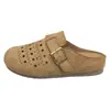 Sapatos Femininos Meia Sola Respiráveis Vazados Slip-on 2026 Novidades de Verão Versáteis Planos Casuais Estilo Retrô Mori Girl Sapatos Femininos