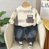 Ropa para Niños Yihao Traje Nuevo de Terciopelo para Niños Otoño e Invierno Sudadera de Terciopelo de Dos Piezas para Niños Ropa para Bebé Niño