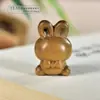 Colgante de Conejo Tallado en Palo de Rosa y Sándalo Conejo con Lazo sin Rostro Llavero Creativo Accesorios de Colgante DIY