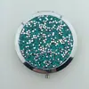 Espelho Redondo de Strass de Cristal Dupla Face Portátil Mini Espelho de Bolso 70 Botão de Pressão Dourado Ouro Rosa Prata Espelho Pequeno