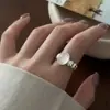 Anéis Empilháveis Vintage Minimalistas de Nicho Coreano para Mulheres, Anéis Abertos Geométricos Irregulares Tendência e Versáteis para Estudantes