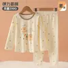 Conjunto de ropa interior de algodón puro para niños, colección de otoño, ropa de estar y pijamas unisex de dibujos animados, conjunto superior y pantalón de otoño sin costuras para bebé, calidad Clase A