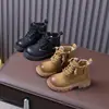 Botas Martin para niños de 6 a 12 años, botas de cuero estilo británico para niñas de otoño e invierno, botines antideslizantes, botas amarillas de moda para niños