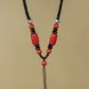 Collar Sencillo de Cuerda con Colgante de Plata Chapada Tejida Hecho a Mano de Alto Nivel con Alto Contenido de Oro Violeta Cinabrio para Hombres y Mujeres