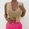 Jaqueta sexy de tricô grosso com cruzamento novo para comércio exterior europeu e americano 23612P colete de lã sexy justo que abraça o peito feminino