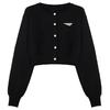 Suéter de punto negro de nicho para mujer, diseño de otoño, estilo perezoso, manga larga, cárdigan corto interior