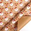 Papel de Regalo Navideño Tamaño Grande Ecológico Papel Kraft Amarillo Papel de Regalo Navideño Cuadros Rojos Cabeza de Reno Patrón de Copo de Nieve