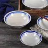 Tigela Rasa Rústica Pintada à Mão em Estilo Vintage com Linhas Duplas, Adequada para Uso Doméstico como Tigela Pequena para Vinho, Tigela para Cozimento a Vapor, Tigela para Ingredientes de Fondue e Louça