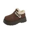 Populares Zapatos de Mujer Estilo Birkenstock con Suela Gruesa y Forro de Felpa Añadido, Nuevo Modelo de Invierno 2025, Cálidos Mocasines de Peluche, Botas de Nieve