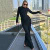 Amazon comercio exterior otoño nueva moda temperamento falda manga larga cuello redondo pull-out vestido ajustado al por mayor