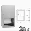 Caja de Papel Larga Empotrada en la Pared para Baño Hotel Acero Inoxidable Portarrollos de Papel de Cocina Tres en Uno con Cubo de Basura y Dispensador de Pañuelos