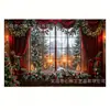 Tela de fondo navideño más vendida a nivel transfronterizo, con impresiones de alta definición de una cabaña en una noche nevada, perfecta para envolver regalos y decoraciones navideñas.