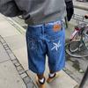 Pantalones cortos de estilo retro de la calle principal con bordado de estrellas y estilo Corteiz Alcatraz.