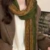 ¡Artículo de moda! Bufanda Larga Estrecha de Doble Raya para Mujer, Otoño e Invierno, Moderna, Versátil, Calentador de Cuello