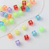 Miçangas quadradas acrílicas para números transfronteiriças, miçangas soltas, materiais DIY, acessórios de cabelo com miçangas feitos à mão, miçangas de letras