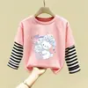 Blusa Patchwork Casual para Menina Roupas de Algodão Puro Infantil Novo Estilo Moda Tendência Manga Longa Primavera e Outono