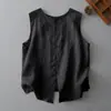 Nuevo Chal Reversible de Algodón y Lino Estilo Vintage 2025 para Mujer, Top sin Mangas Holgado Casual Versátil a la Moda