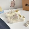 Sapatos da Moda Feios Fofos Estilo Coreano Meio-chinelo Cabeção Passo Meio-suporte Preguiçosos Sapatos de Lona Femininos Respiráveis Que Combinam com Tudo Sapatos de Estudante 1226