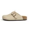 Sapatos Birkham Branco-Cremoso Couro de Vaca Cortiça Chinelos Grossos Planos Pesca Verão Roupa Externa Meio Chinelo