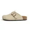Sapatos Birkenau Pretos Femininos Couro Genuíno Couro de Vaca Grosso Metade Chinelos para Uso Externo Novo Estilo Japonês Sandálias Rasas Sapatos Birkenau