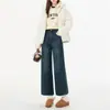 2026 Más Terciopelo Persona Pequeña Elásticos Rectos Pierna Jeans Cintura Media Versátiles Persona Pequeña Ocho Nueve Puntos Pierna Cigarrillo Abuela