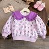 Sudadera para Niñas Primavera y Otoño Estilo Coreano 2026 Nueva Moda Tendencia Cuello de Muñeca Floral Moda Sudadera para Niños Pequeños y Niñas Jóvenes