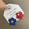 Pendientes asimétricos de flores con diseño de nicho para mujer, con temperamento simple, estilo ins, con contraste de color