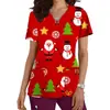 Chegada nova 2023 enfermeira AliExpress verão feminina estampa de Natal impressão digital 3D gola V camiseta feminina