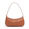 Bolsa Baguette de Venta Caliente Europea y Americana Moda Bolso de Hombro Único Debajo del Brazo Color Sólido Cuero Suave Tejido Bolso para Mujer Cruzado Bolso Dumpling Moderno