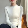 Prendas de Primera Línea Suéter de Cuello Alto de Medio Cuello Alto Sin Costuras Camiseta Base para Mujer Otoño e Invierno Suéter Corto Ajustado Adelgazante de Manga Larga Aguja