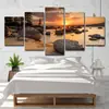 Amazon transfronterizo, eBay 5 paneles decoración del hogar Atardecer marino rocas spray arte de pared moderno