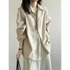 Nueva Chaqueta Camisa de Lino Estilo Old Money para Mujer, Otoño de Alta Gama Casual Versátil Holgada de Manga Larga Camisa Cardigan