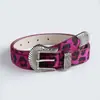 Cinto Feminino Ocidental Moda Y2K Dopamina Europeu e Americano Novo Retro Esculpido Imitação de Crina de Cavalo Estampa de Leopardo Fivela Cruzada