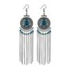 Aretes largos de borla de cadena larga con cuentas de estilo étnico transfronterizo, de alto sentido femenino, bohemios para viaje, joyería para la oreja al por mayor