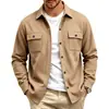 Chaqueta de punto de color liso con cuello para otoño e invierno, chaqueta tipo camisa casual de manga larga para hombre estilo ropa de trabajo, chaqueta de punto de invierno