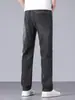 Jeans de sarga elástica de alta calidad para hombre, primavera y verano, finos, modernos, corte slim, pierna recta, pantalones versátiles para hombre