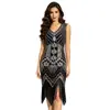 Vestido de Noite Lantejoula Multicor Retro Europeu e Americano Anos 1920 Flapper Ajustado Festa de Banquete Fantasia Temática