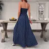 Baifen ClothingNovo Vestido Longo Elegante de Férias Estilo Francês Sem Mangas Tubinho Vestido de Bolinhas
