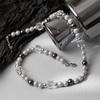 Collar de Perlas de Cristal Cuadrado de Moda para Hombre Nicho Nuevo Collar de Clavícula Nicho Ins de Lujo Ligero para Mujer Cadena de Cuello de Marca de Moda