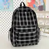Mochila Escolar Versátil Retro Estudiante de Secundaria Femenina Otoño e Invierno Nueva Mochila Cuadros Coreanos Color Sólido Mochila para Estudiante Universitario y Viajero