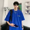 Camiseta de Algodón Pesado de Manga Corta para Hombre, Nueva de Verano Estilo Americano Marca de Moda Base Blanca Suelta de Media Manga