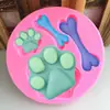 Molde de silicona con forma de hueso de oso y huella de perro DI, molde para pastel de caramelo plegable a mano, herramienta para doblar dulces y chocolate