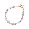 Pulseira de Pérolas de Água Doce Roxas Suaves de Luxo Leve Design de Nicho Pulseira de Pérolas de Alta Qualidade Ouro 14K Simples Versátil