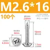 M1.7M2M2.6M3M4M5 Acero Inoxidable 304 Pwa Tornillos Autorroscantes de Cabeza Redonda con Arandela y Espaciador Tornillos para Madera
