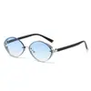 Óculos de Sol Oval Metal Retro Olho de Gato 2025 Nova Tendência Estilo Ins Pesca Anti-Reflexo Óculos de Sol